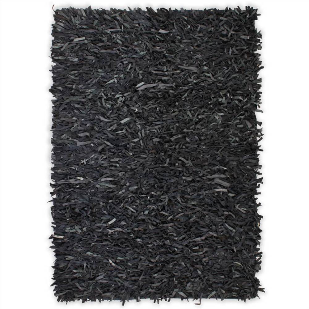 

Shaggy Rug Genuine Leather 190x280 cm Grey