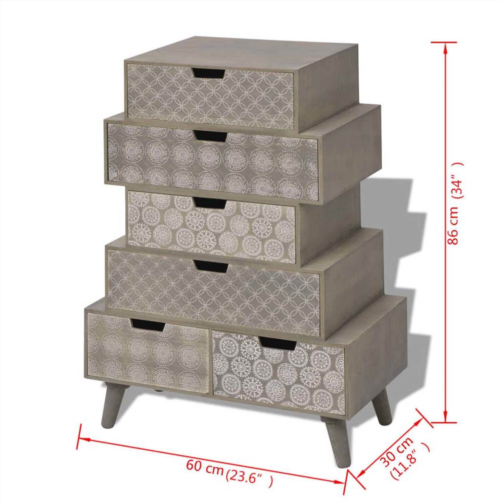 Side Cabinet 6 Drawers Grey