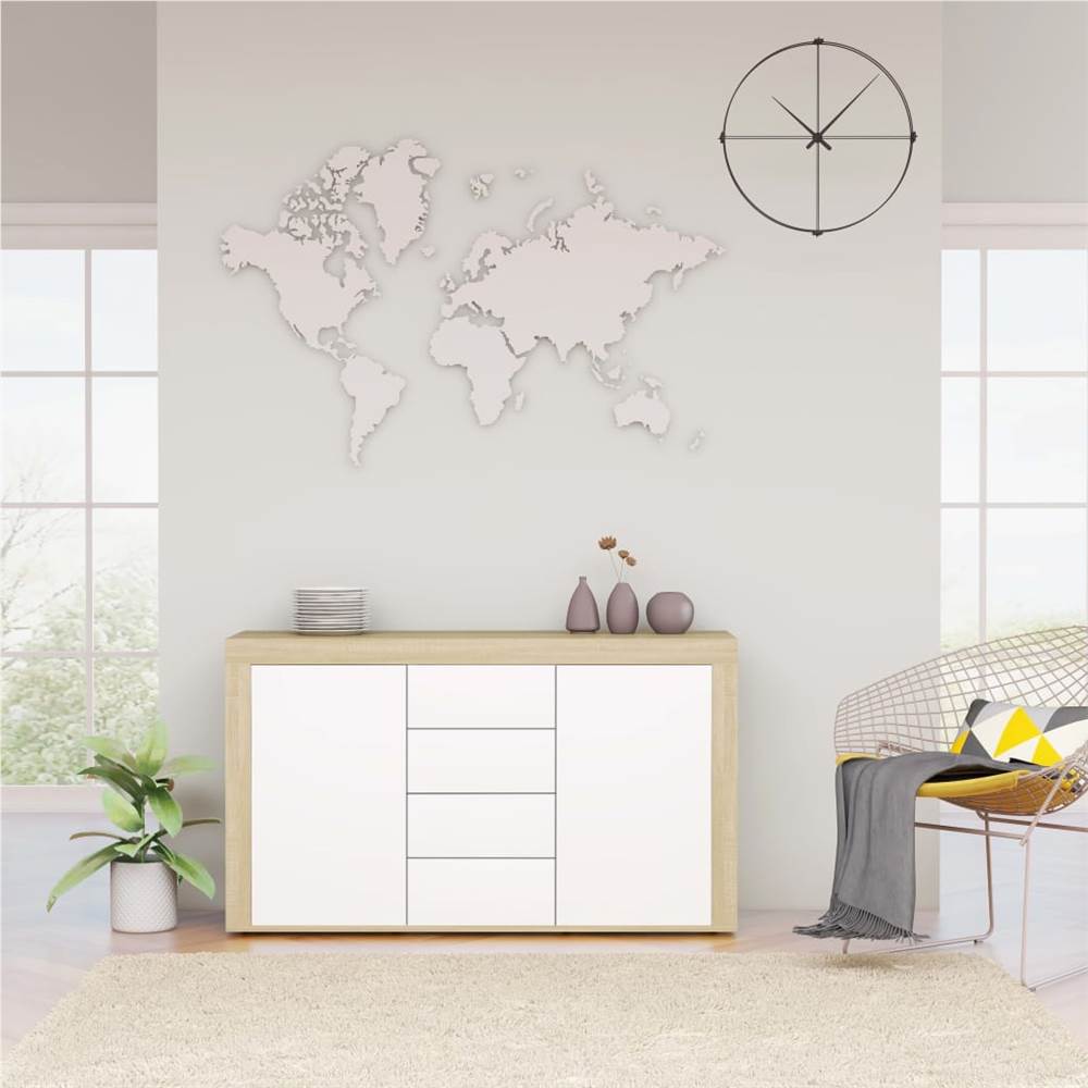 

Sideboard White and Sonoma Oak 120x36x69 cm Chipboard
