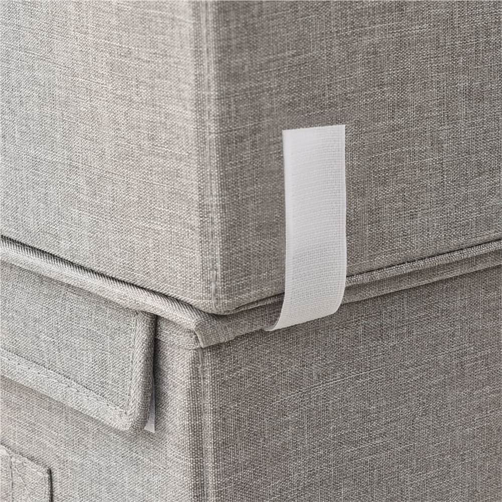 Stackable Storage Boxes with Lid Set of 8 pcs Fabric Grey
