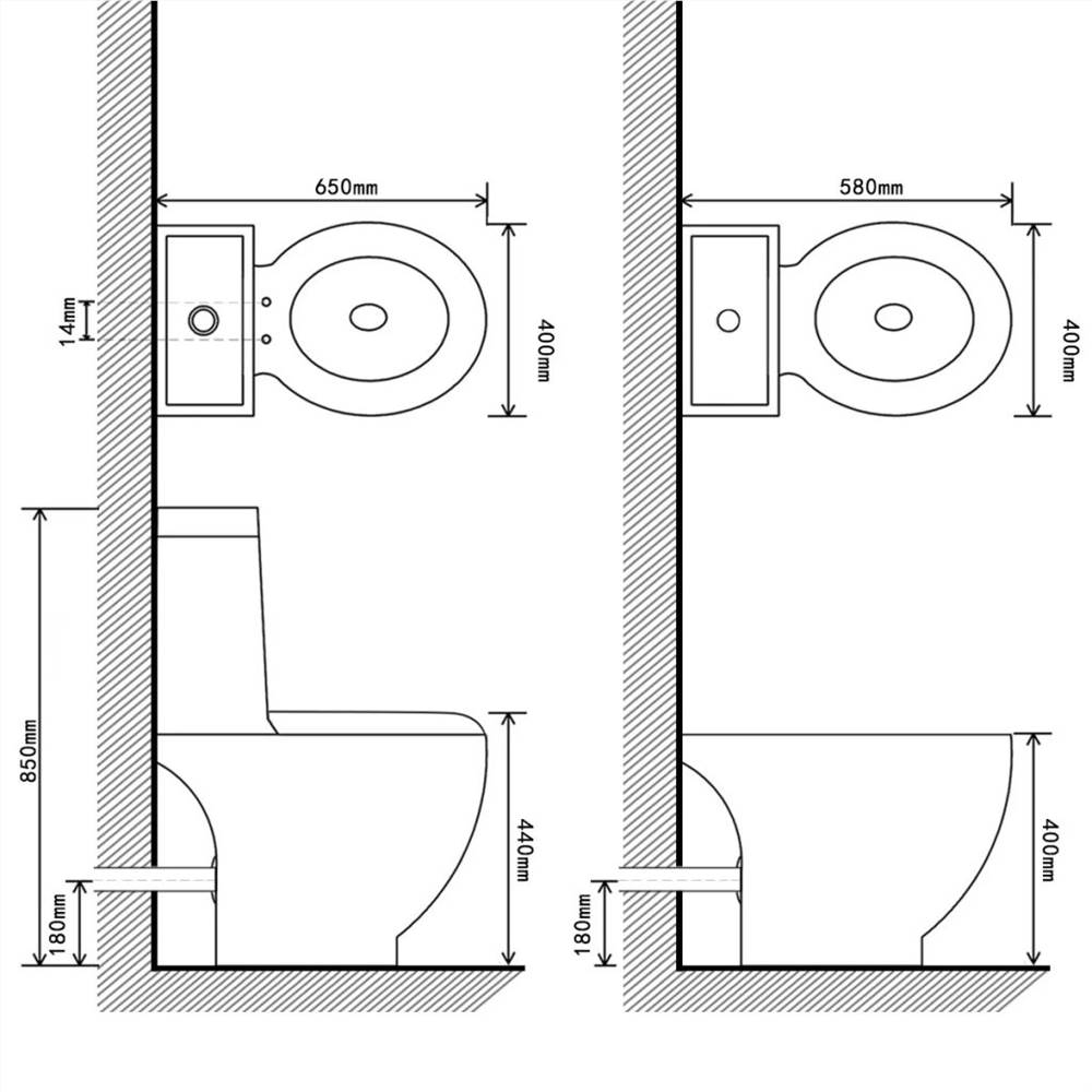Stand Toilet & Bidet Set Black Ceramic