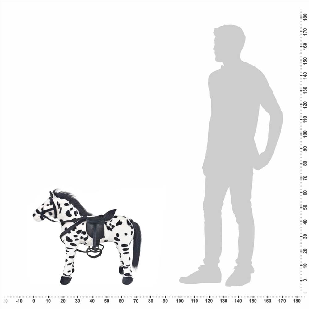 Standing Plush Toy Horse Black and White XXL
