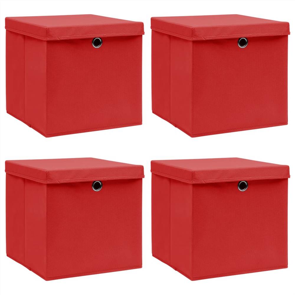 

Storage Boxes with Lids 4 pcs Red 32x32x32 cm Fabric