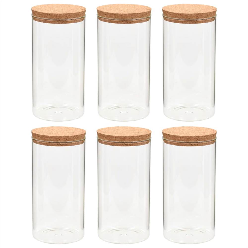 Storage Glass Jars with Cork Lid 6 pcs 1100 ml