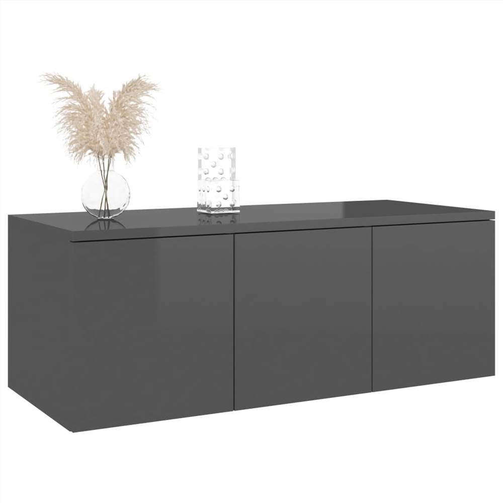 TV Cabinet High Gloss Grey 80x34x30 cm Chipboard