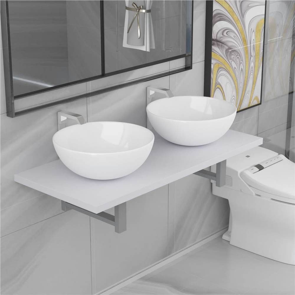 

Three Piece Bathroom Furniture Set Ceramic White