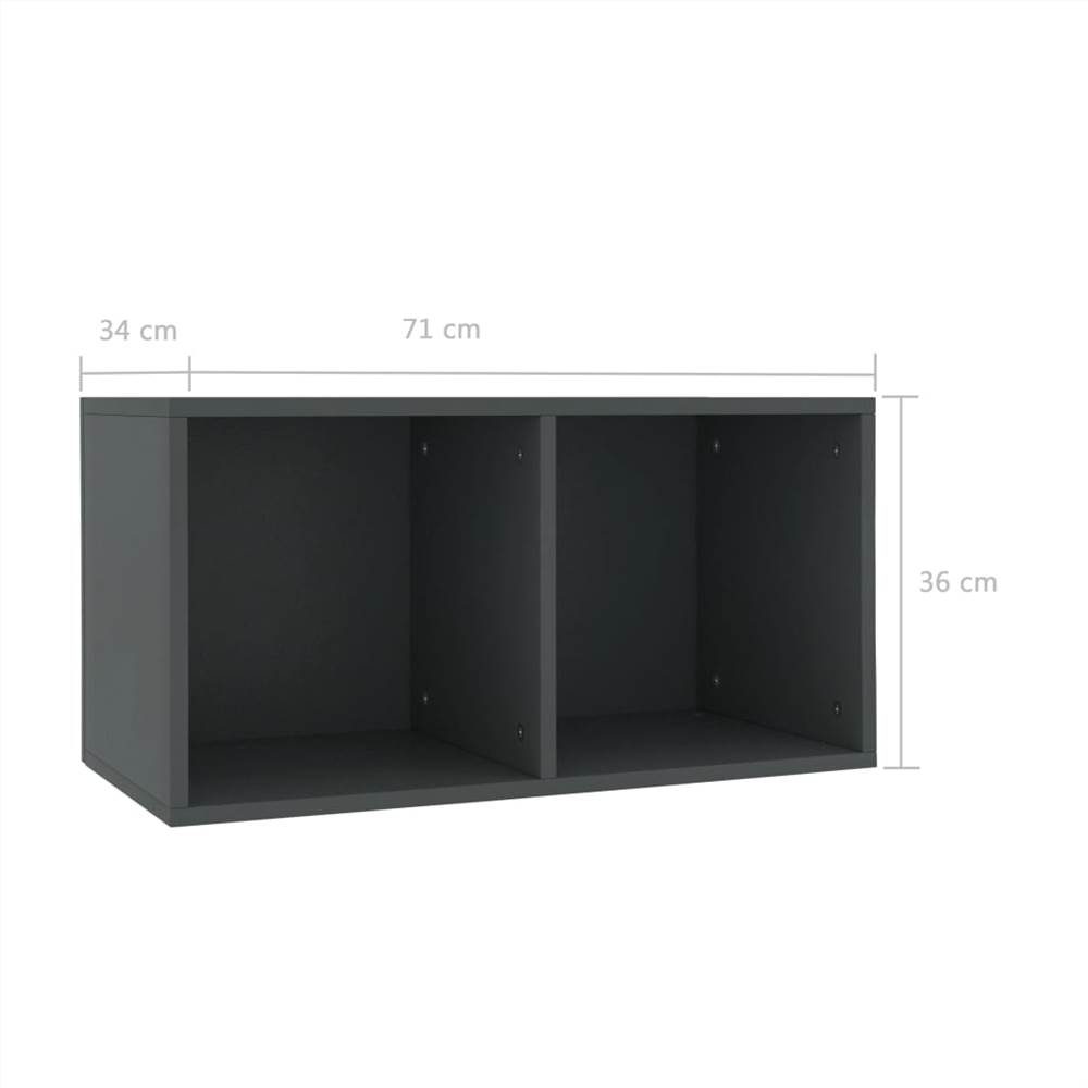 Vinyl Storage Box Grey 71x34x36 cm Chipboard
