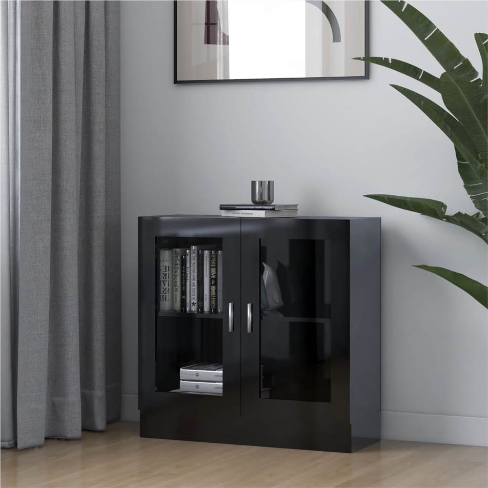 

Vitrine Cabinet High Gloss Black 82.5x30.5x80 cm Chipboard