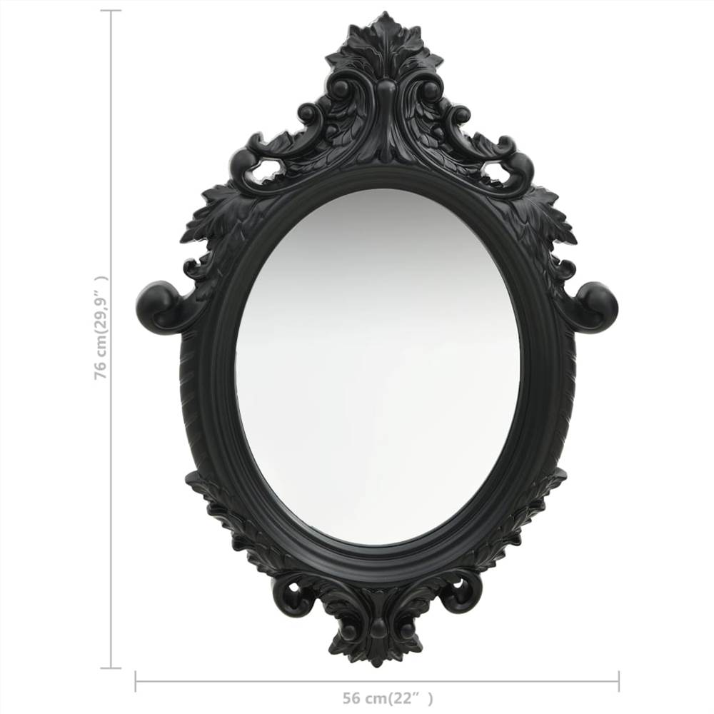 Wall Mirror Castle Style 56x76 cm Black
