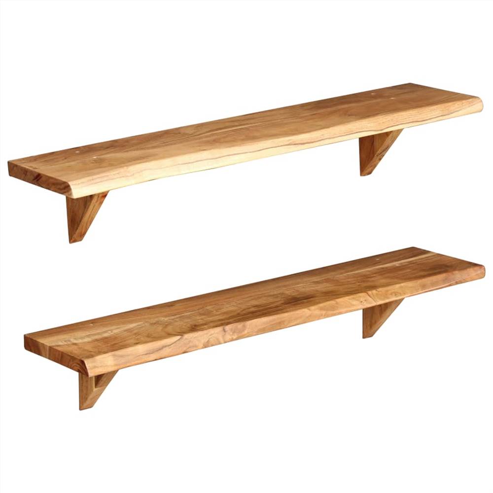 Wall Shelves 2 pcs 90x20x16 cm Solid Acacia Wood