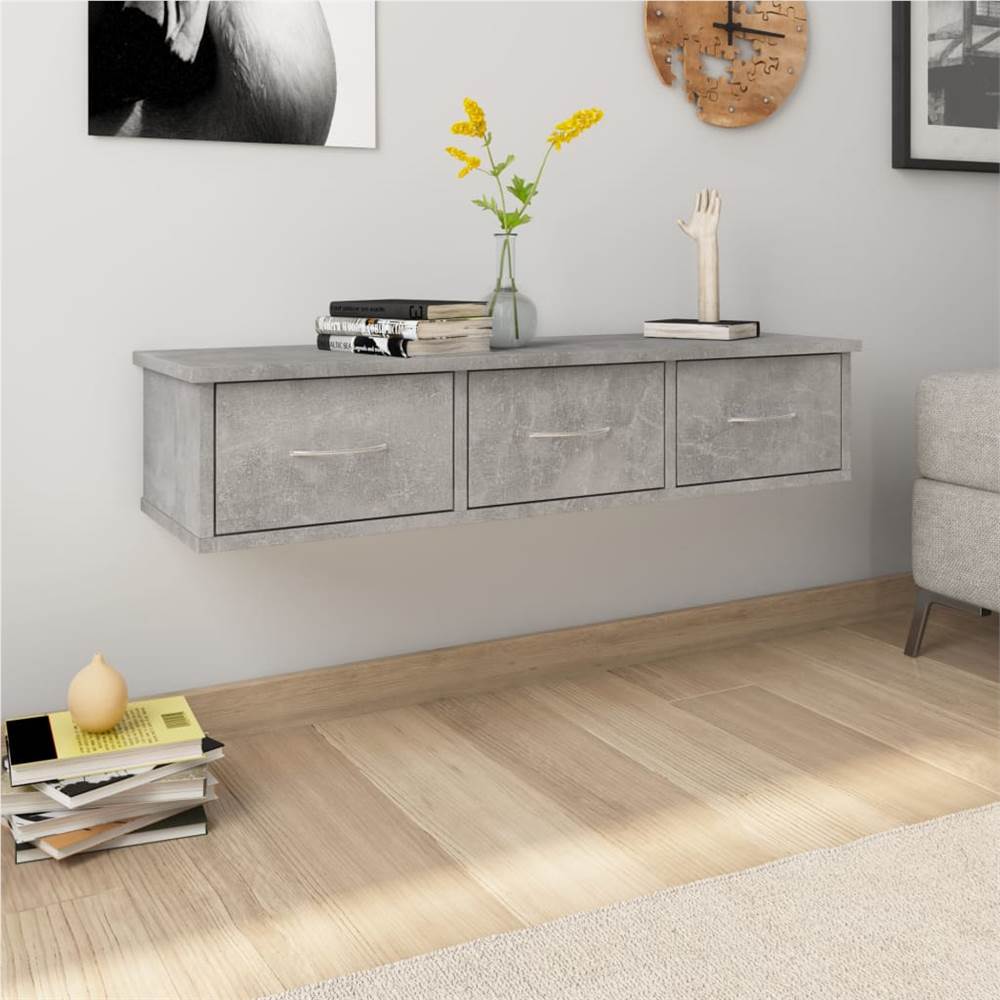 Wall-mounted Drawer Shelf Concrete Grey 88x26x18.5 cm Chipboard