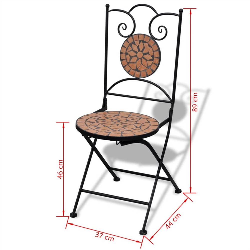 3 Piece Bistro Set Ceramic Tile Terracotta