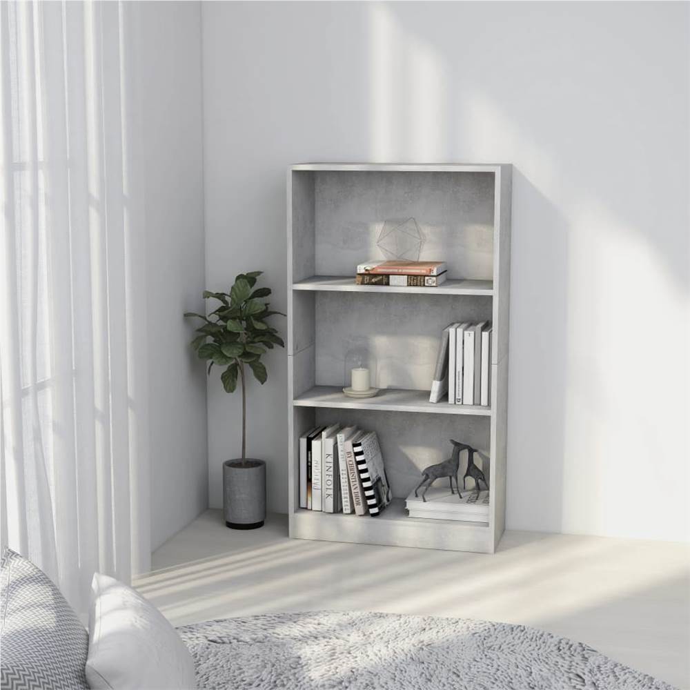 

3-Tier Book Cabinet Concrete Grey 60x24x108 cm Chipboard