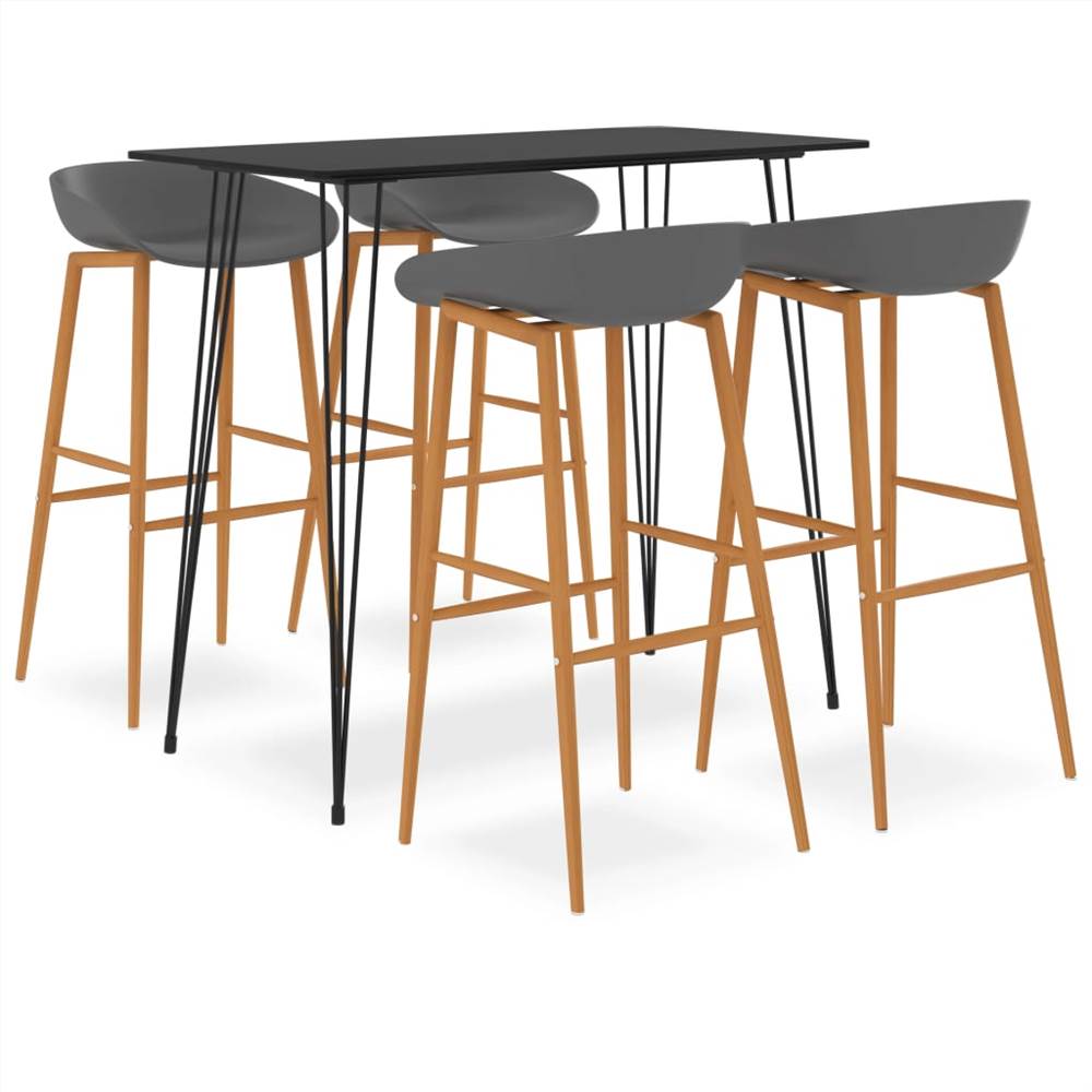 

5 Piece Bar Set Black and Grey