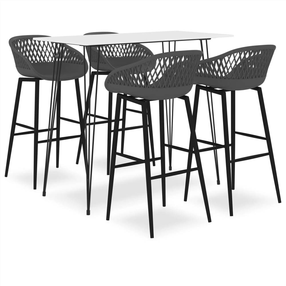 

5 Piece Bar Set White and Grey