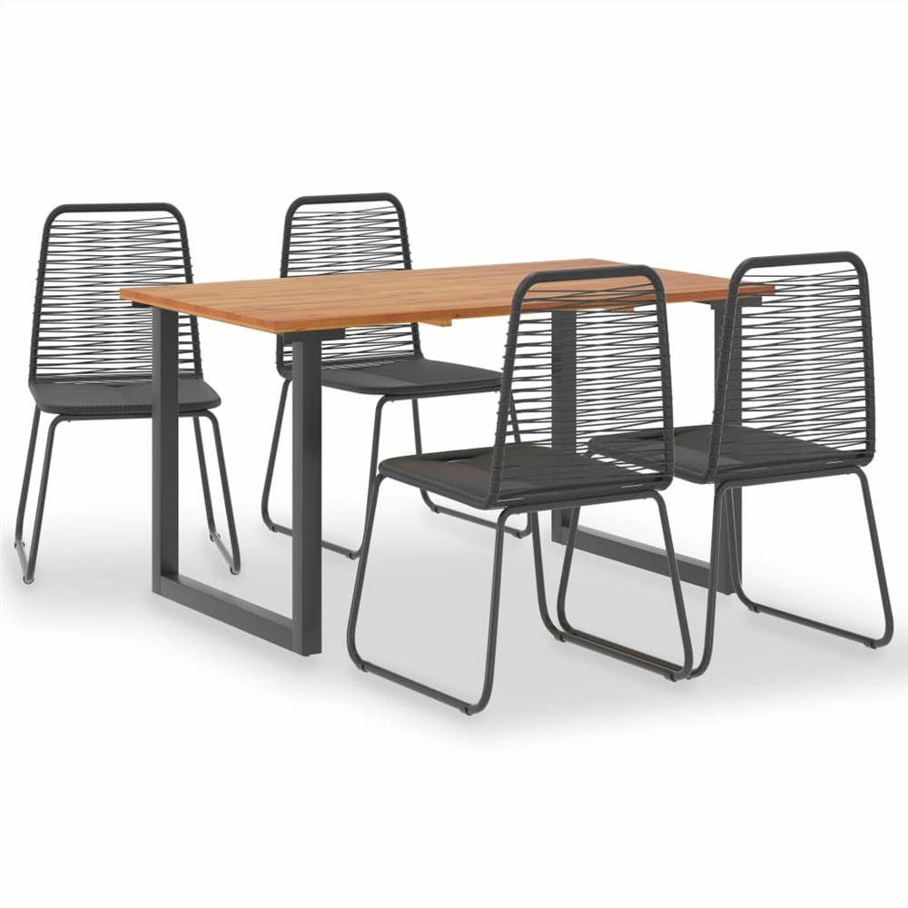 

5 Piece Outdoor Dining Set Solid Acacia Wood and Poly Rattan