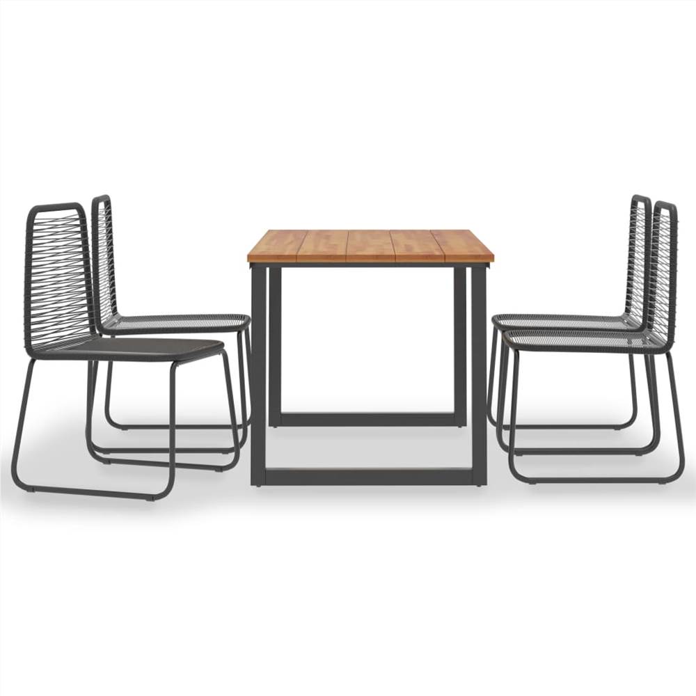 5 Piece Outdoor Dining Set Solid Acacia Wood and Poly Rattan