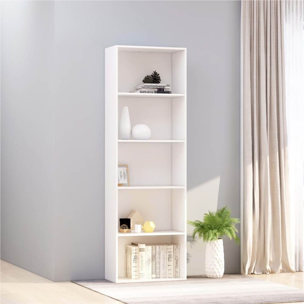 

5-Tier Book Cabinet White 60x30x189 cm Chipboard