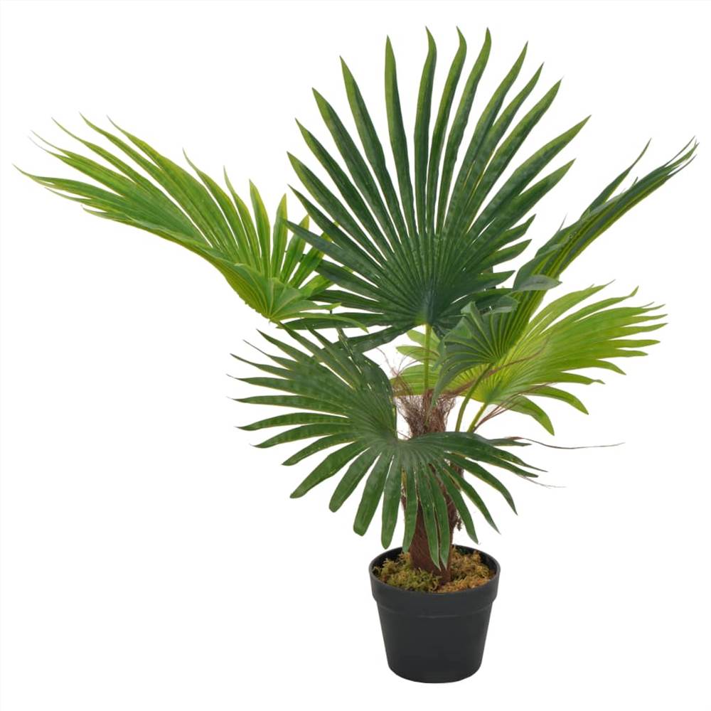 Pianta di palma artificiale con vaso verde 70 cm