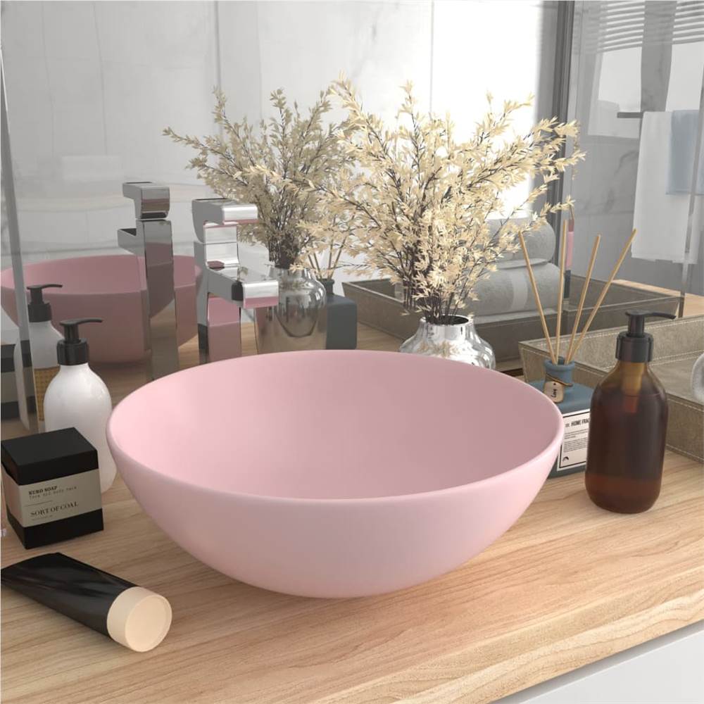 

Bathroom Sink Ceramic Matt Pink Round