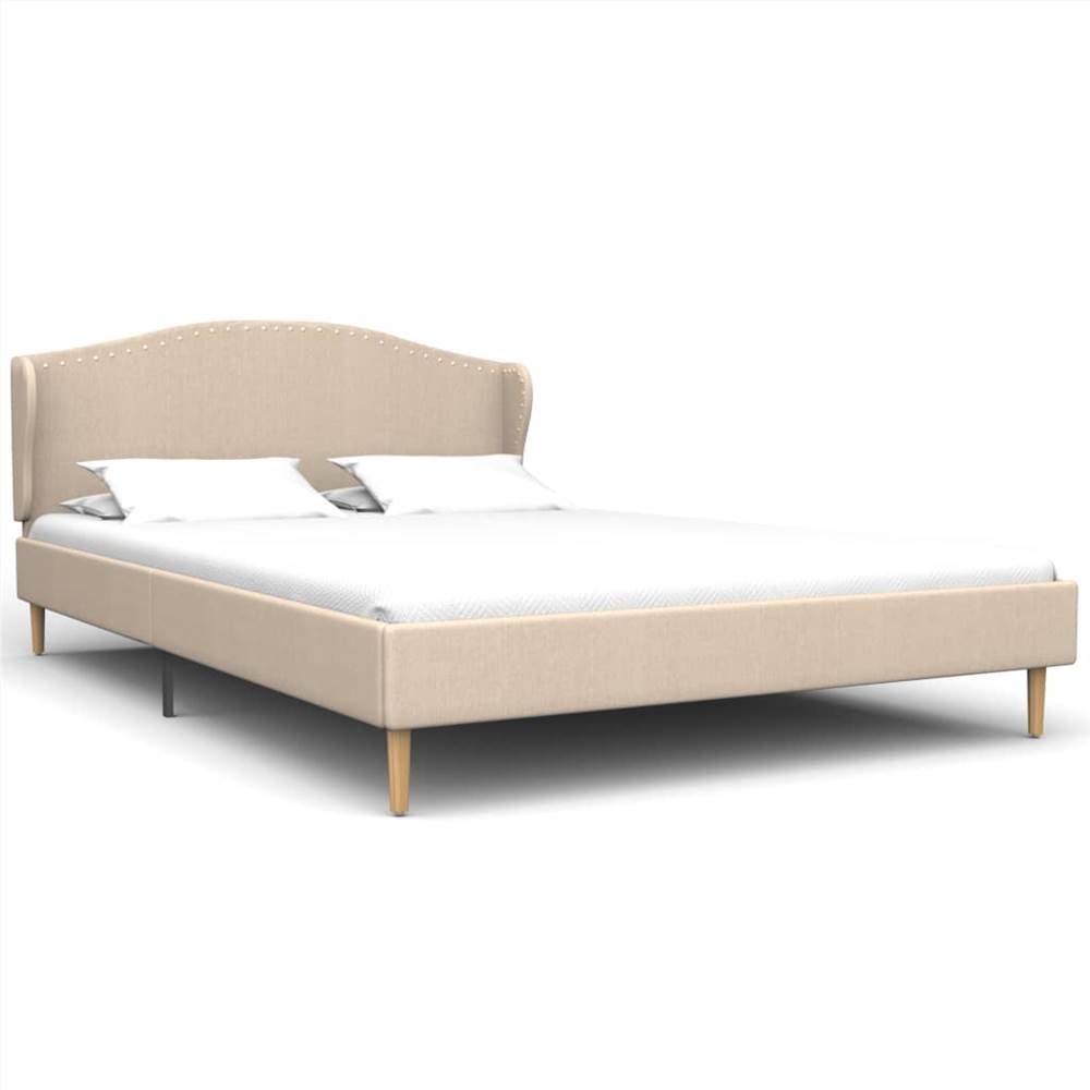 

Bed Frame Beige Fabric 135x190 cm