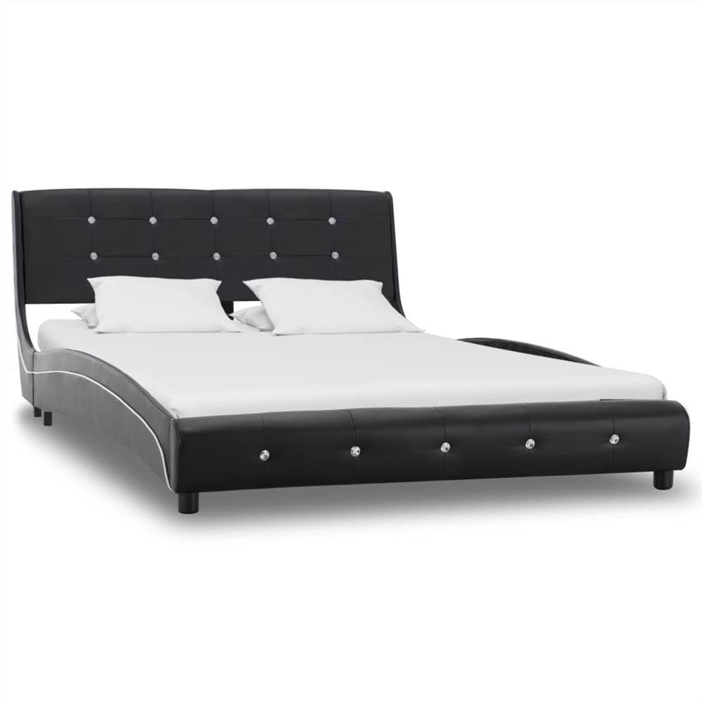 

Bed Frame Black Faux Leather 120x190 cm