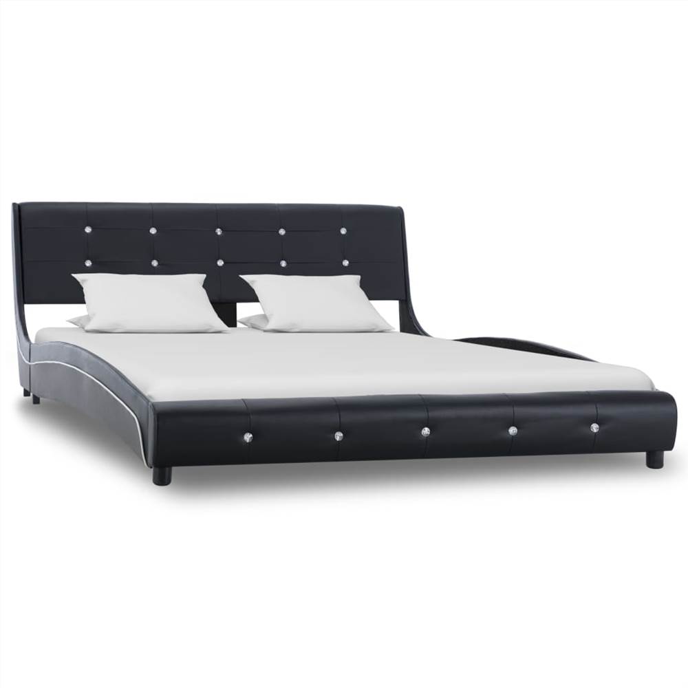 

Bed Frame Black Faux Leather 135x190 cm