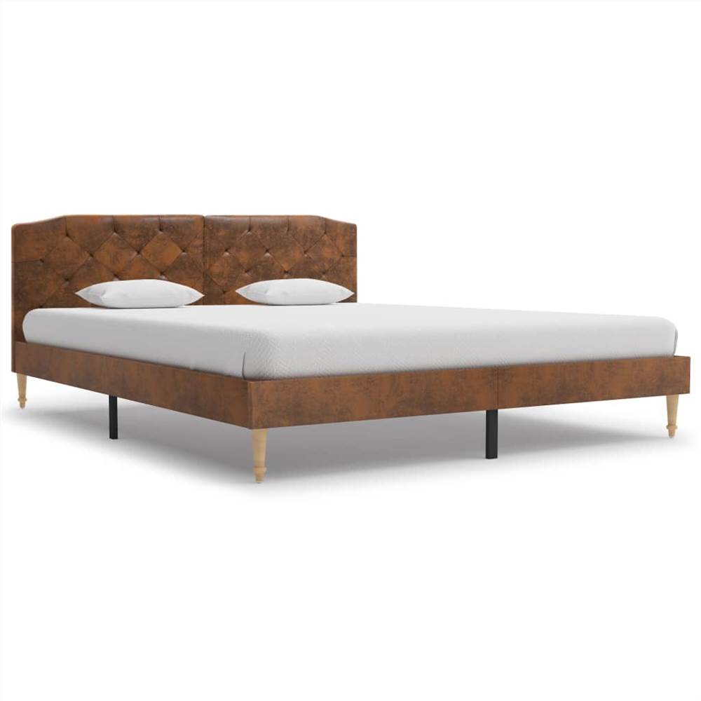 هيكل سرير ، جلد سويدي بني ، 150x200 سم