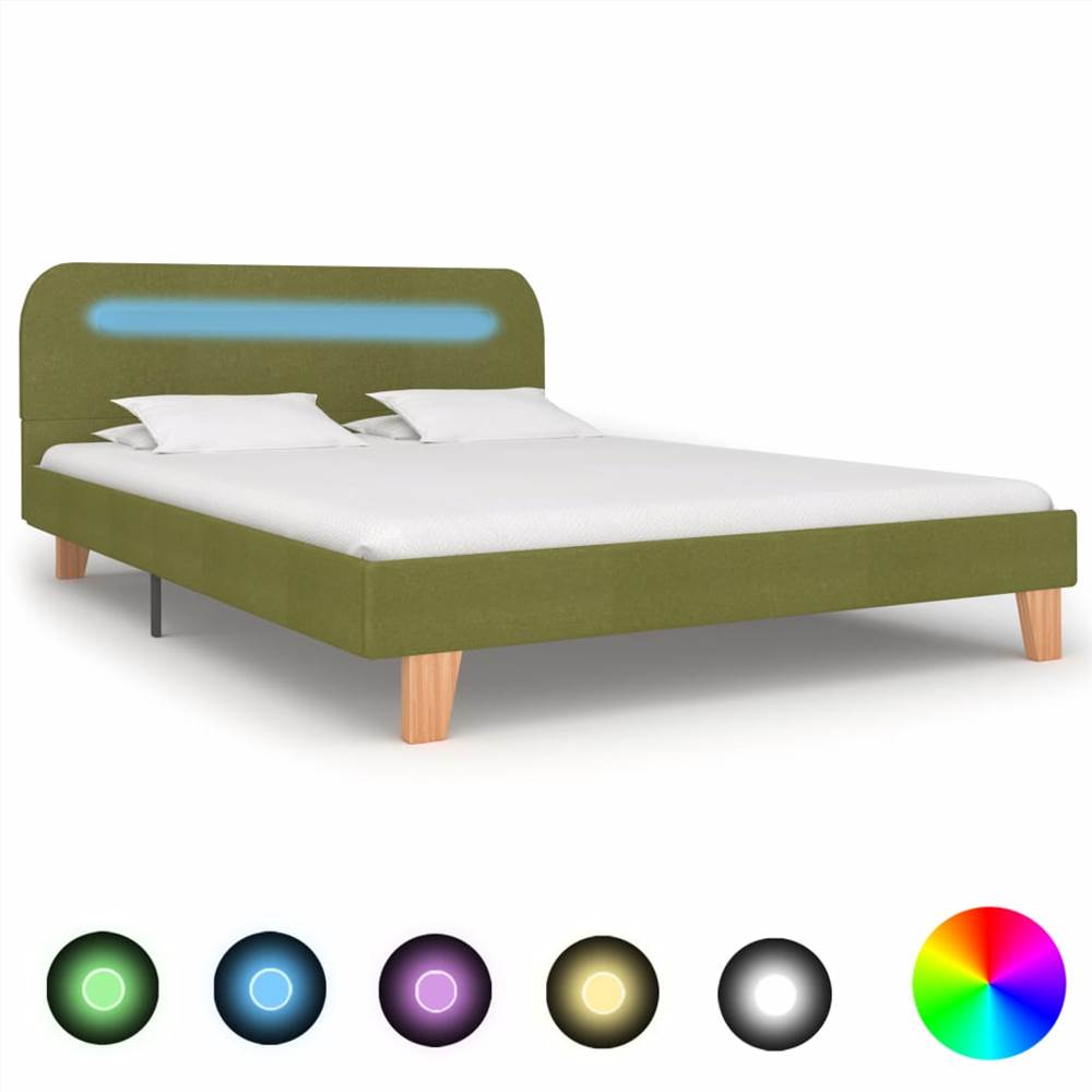 

Bed Frame with LED Green Fabric 135x190 cm