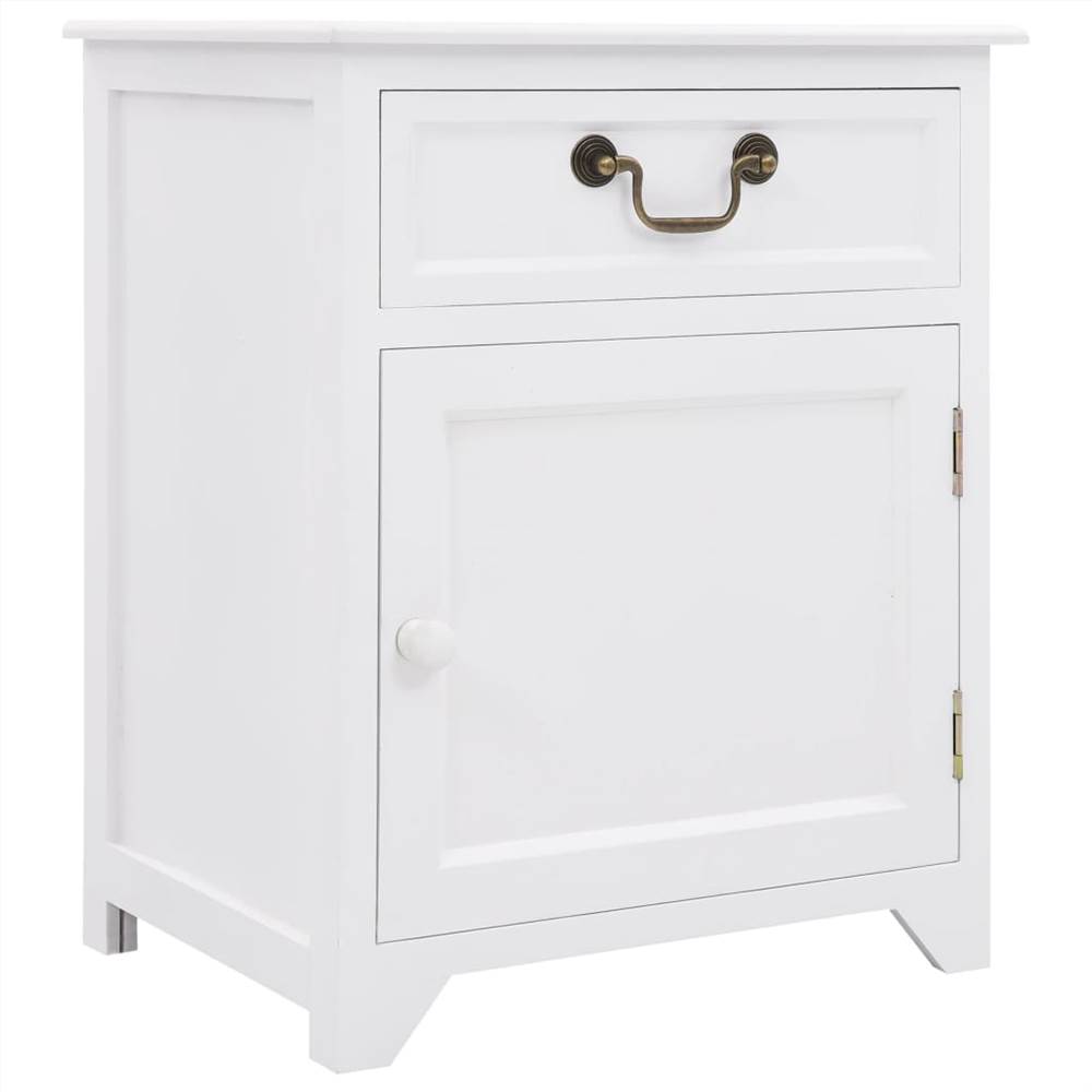 

Bedside Cabinet White 40x30x50 cm Paulownia Wood