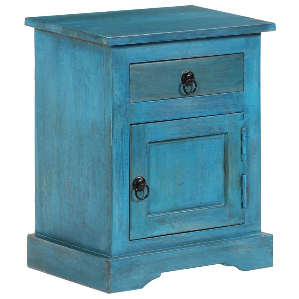 Bedside Table Solid Mango Wood 40x30x50 cm Blue