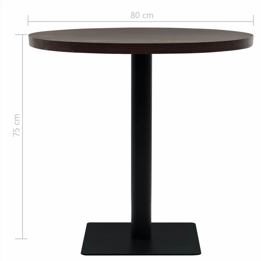 Bistro Table MDF and Steel Round 80x75 cm Dark Ash