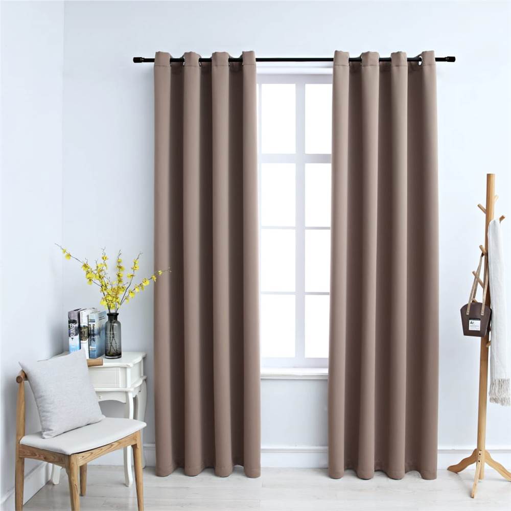 

Blackout Curtains with Metal Rings 2 pcs Taupe 140x245 cm