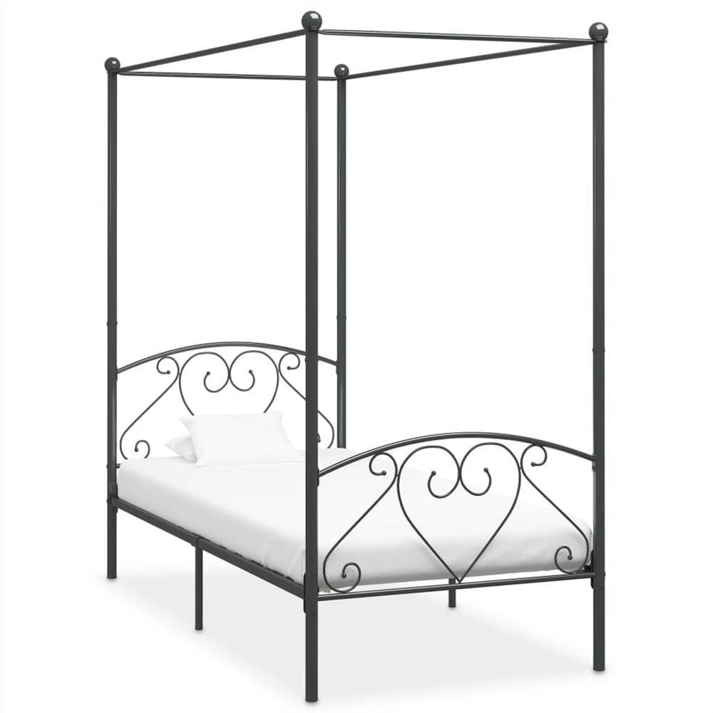 

Canopy Bed Frame Grey Metal 90x200 cm