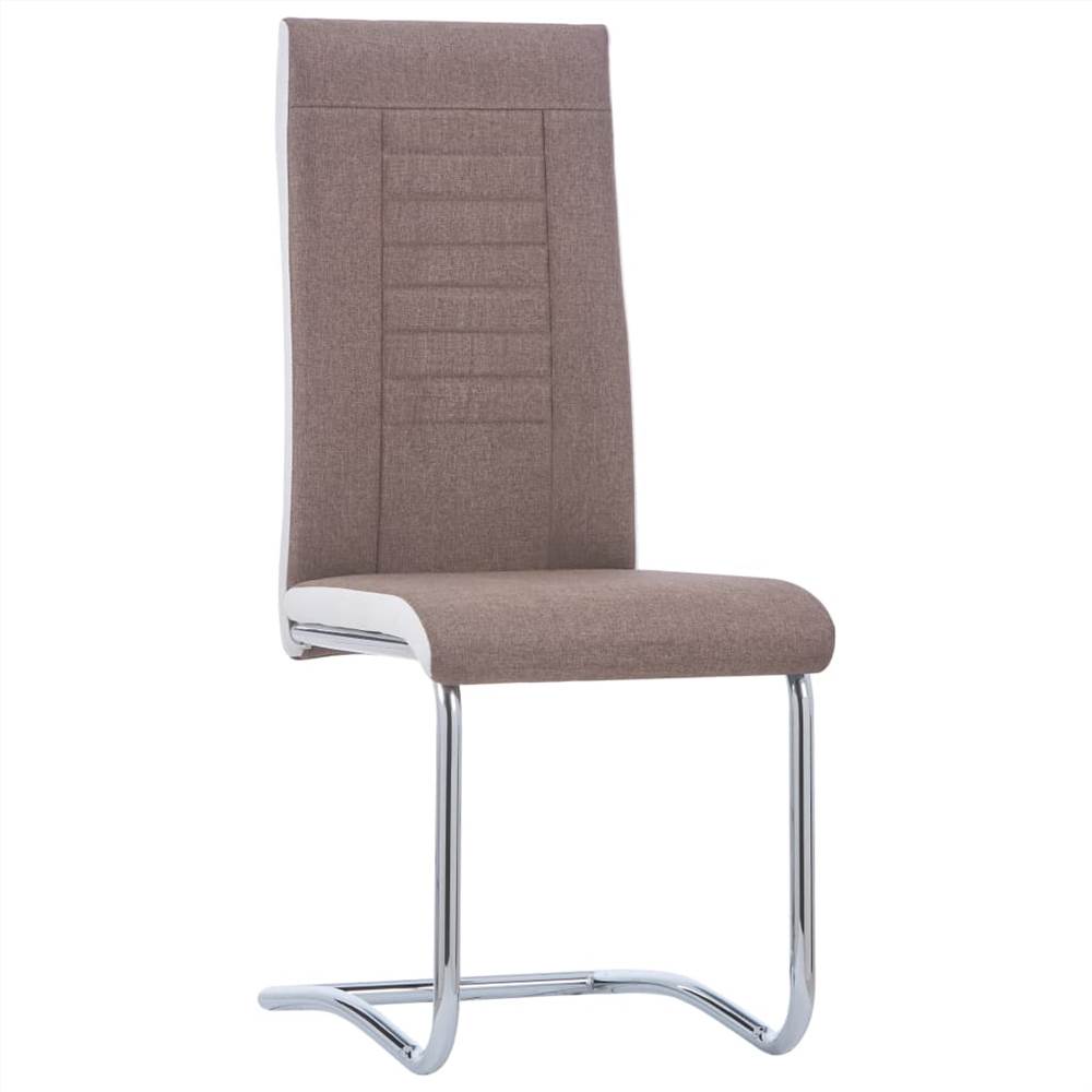 Cantilever Dining Chairs 2 pcs Brown Fabric