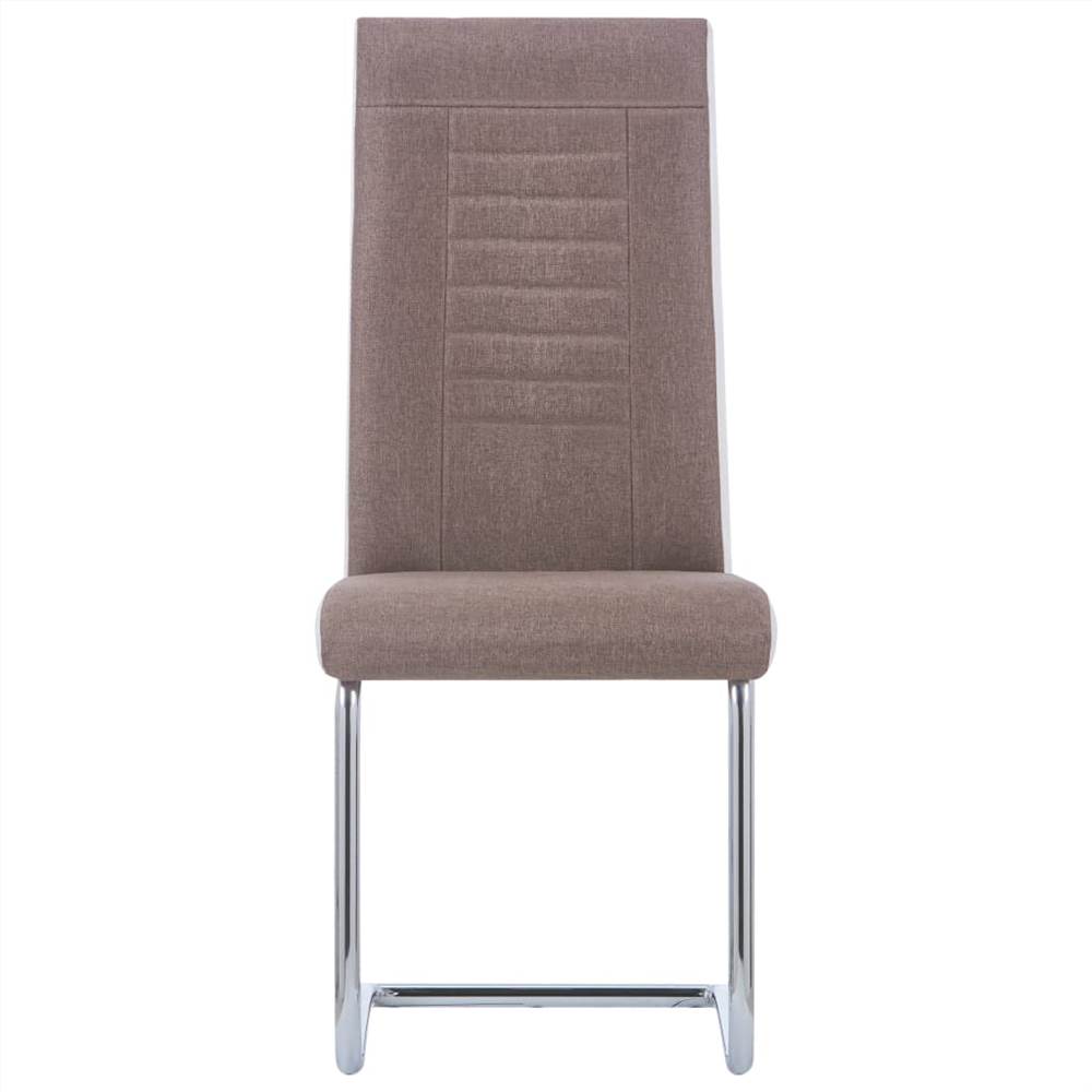 Cantilever Dining Chairs 2 pcs Brown Fabric