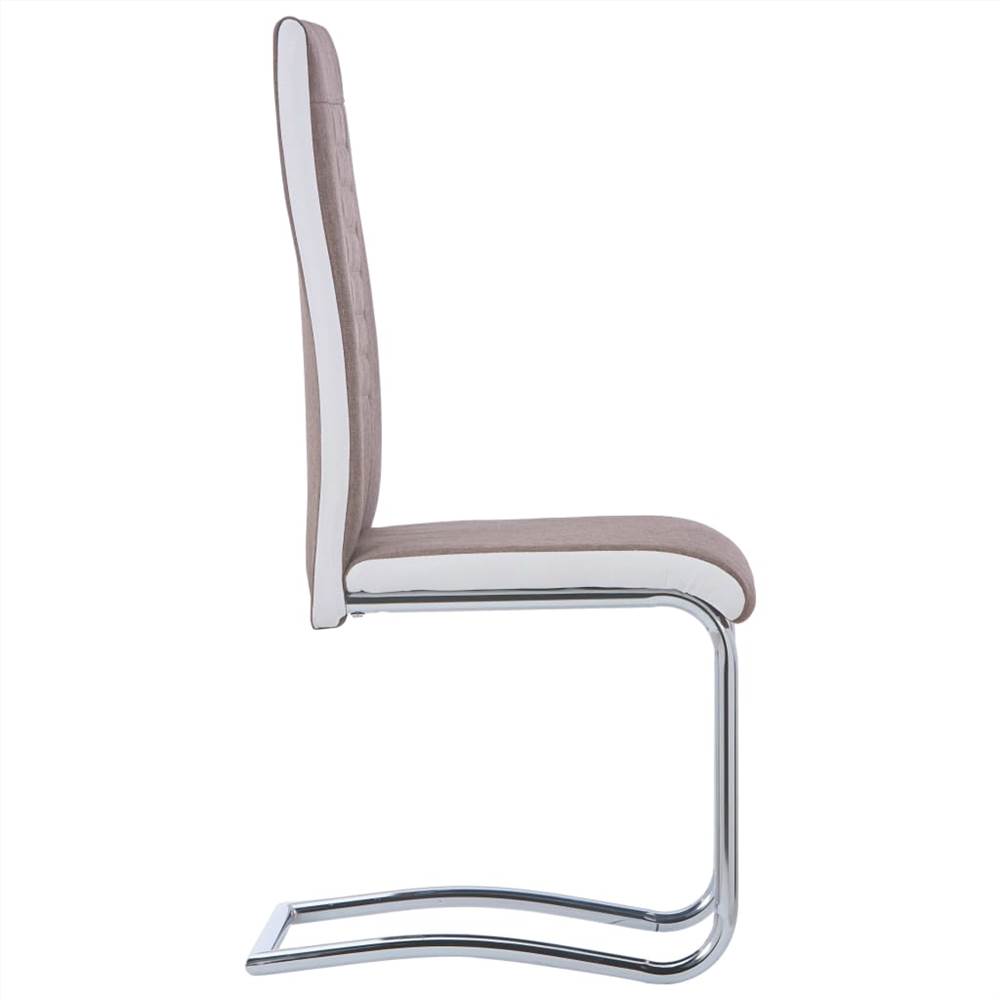 Cantilever Dining Chairs 2 pcs Brown Fabric
