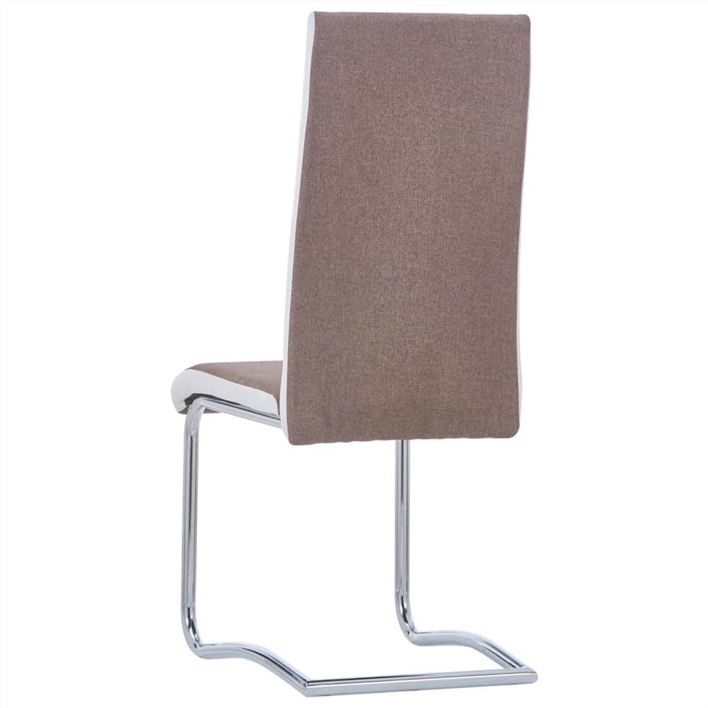 Cantilever Dining Chairs 2 pcs Brown Fabric