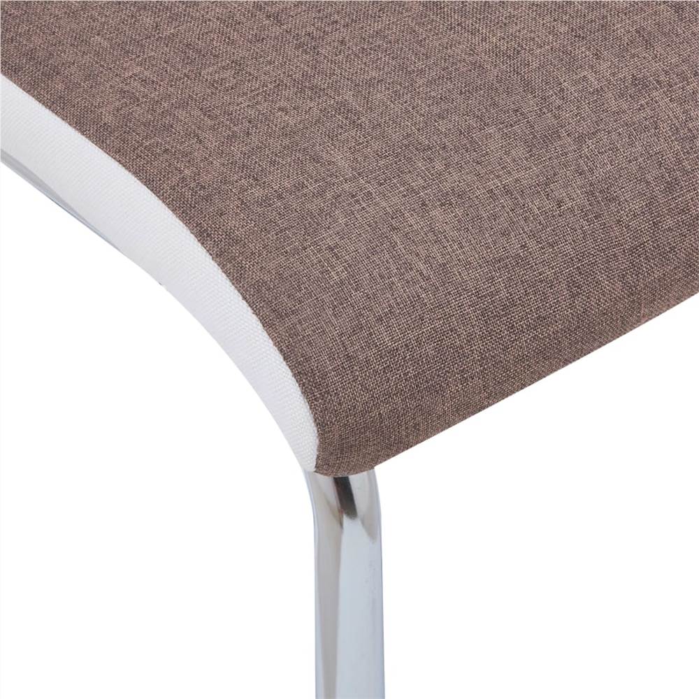 Cantilever Dining Chairs 2 pcs Brown Fabric