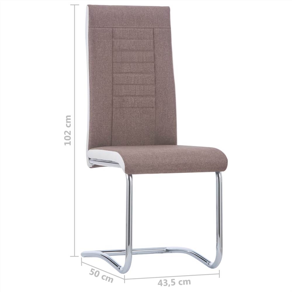 Cantilever Dining Chairs 2 pcs Brown Fabric