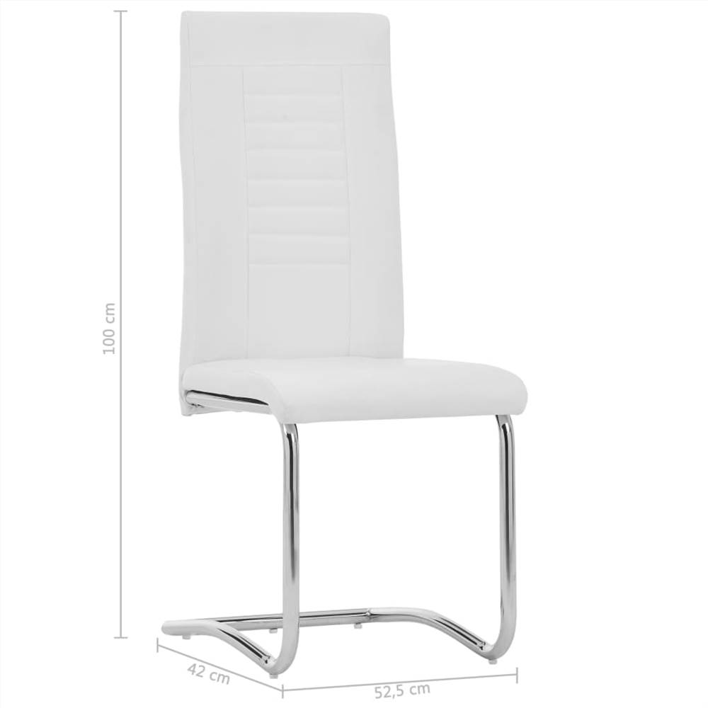 Cantilever Dining Chairs 2 pcs White Faux Leather