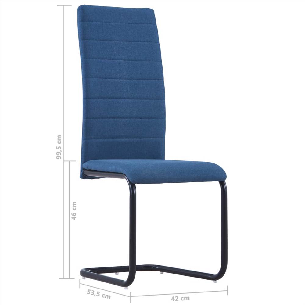 Cantilever Dining Chairs 4 pcs Blue Fabric