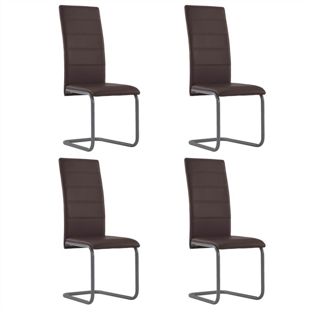 

Cantilever Dining Chairs 4 pcs Brown Faux Leather