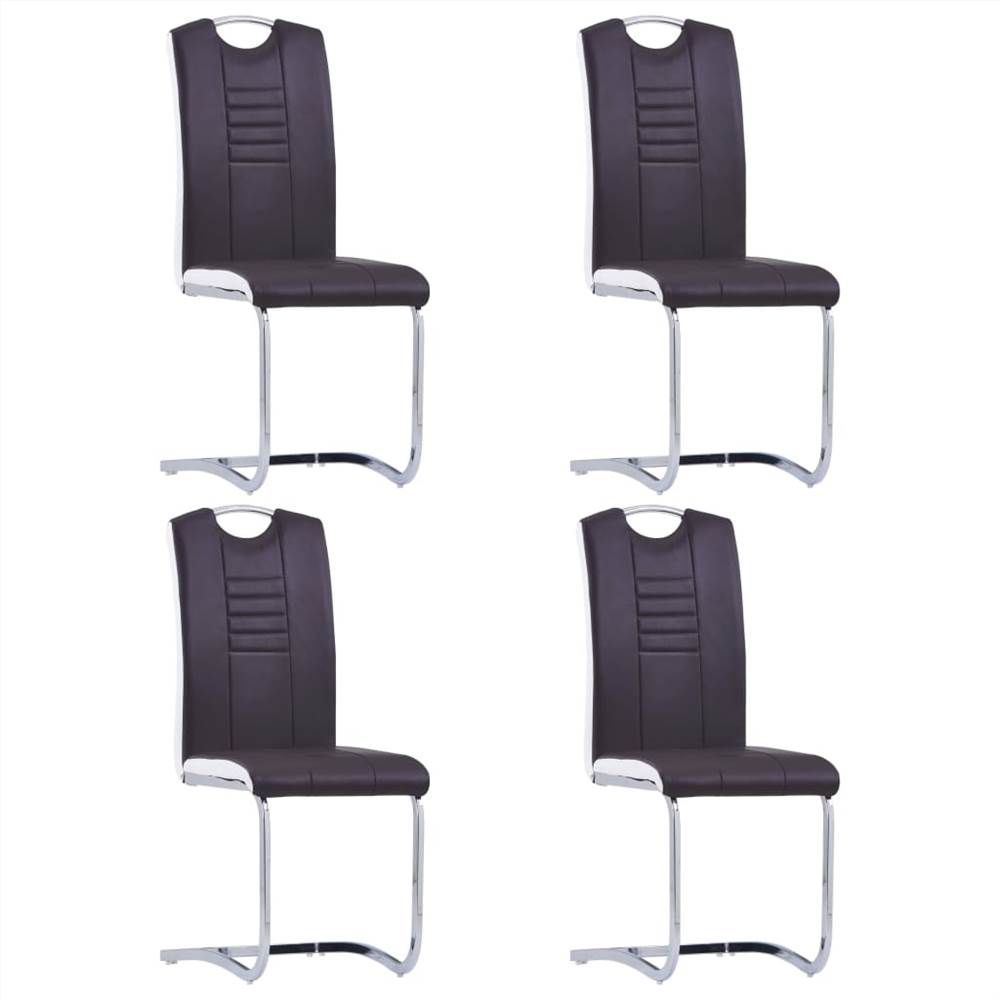 

Cantilever Dining Chairs 4 pcs Brown Faux Leather