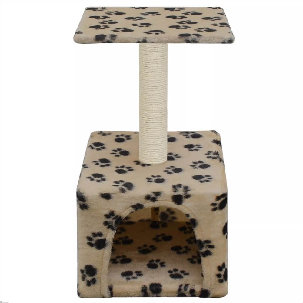 Cat Tree with Sisal Scratching Post 55 cm Beige Paw Print