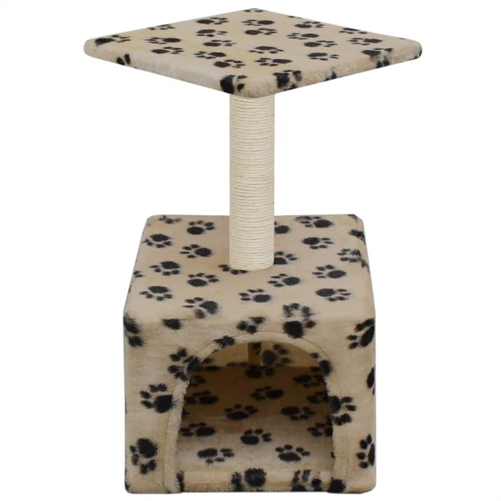 Cat Tree with Sisal Scratching Post 55 cm Beige Paw Print