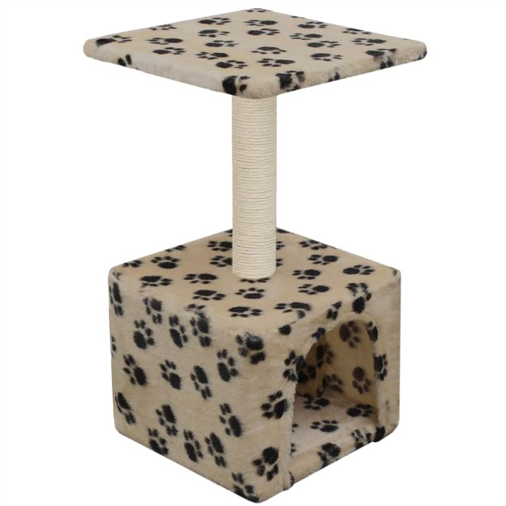 Cat Tree with Sisal Scratching Post 55 cm Beige Paw Print