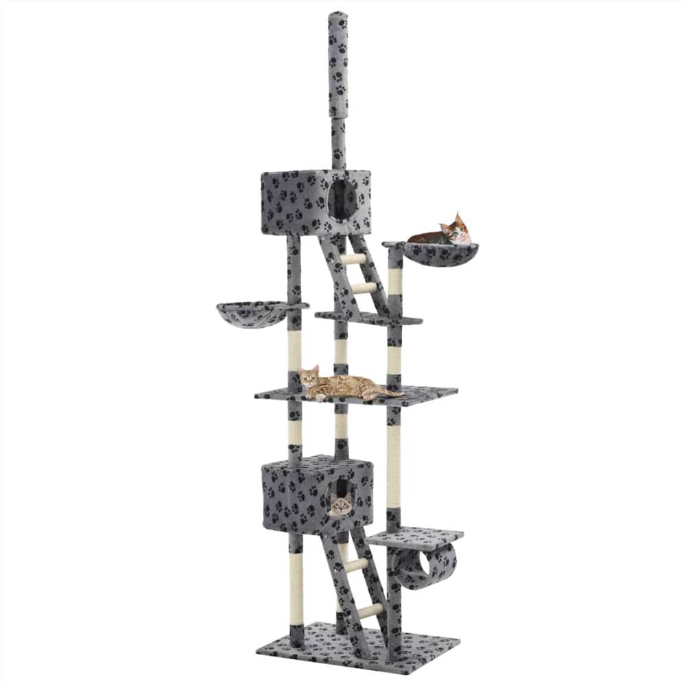 Cat Tree with Sisal Scratching Posts 230-260 cm Grey Paw Prints