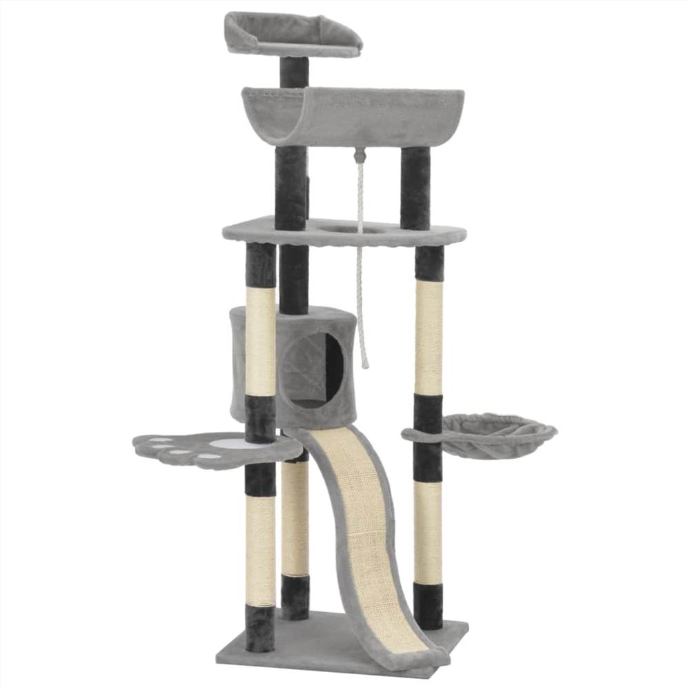 

Cat Tree with Sisal Scratching Posts Grey 145 cm