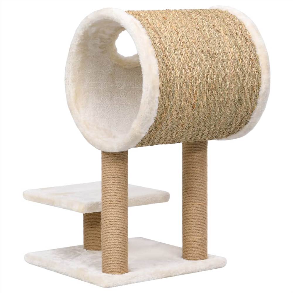 Cat Tree with Tunnel and Scratching Post 69 cm Seagrass